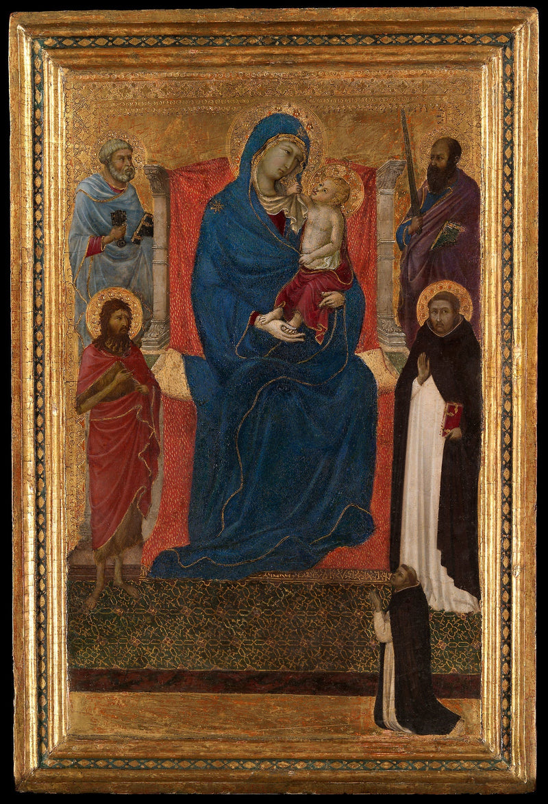 Maagd met Kind in majesteit met Sint Petrus, Sint Paulus, Sint Johannes de Doper, Sint Dominicus en een donateur - Ugolino di Nerio