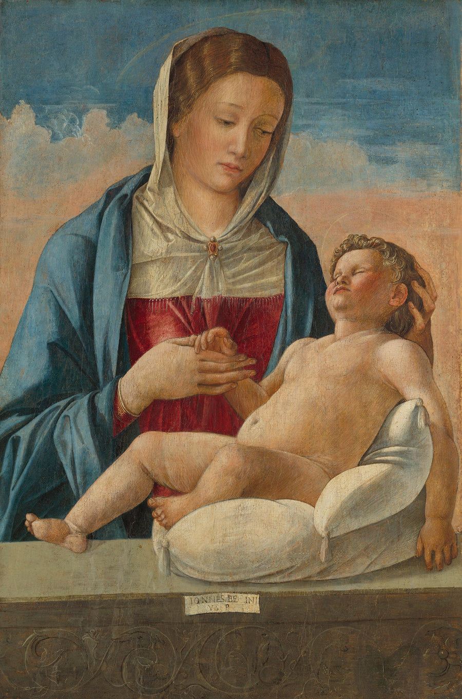 Maagd met Kind slapend op een borstwering - Giovanni Bellini