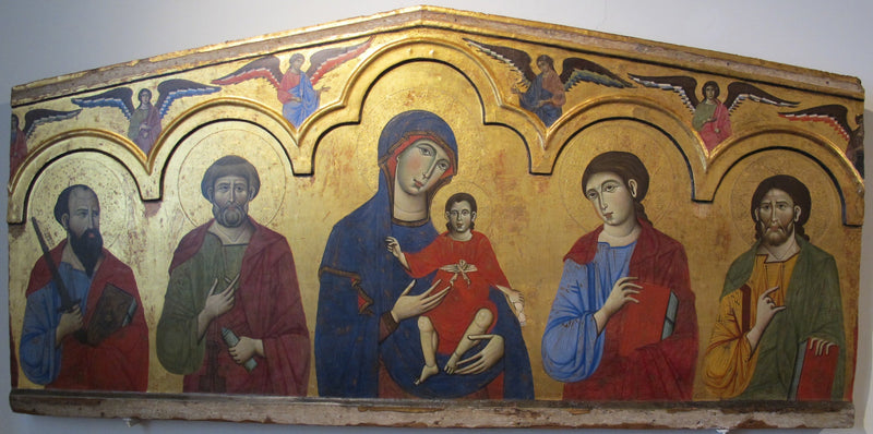 Maagd met Kind omringd door vier heiligen - Guido da Siena