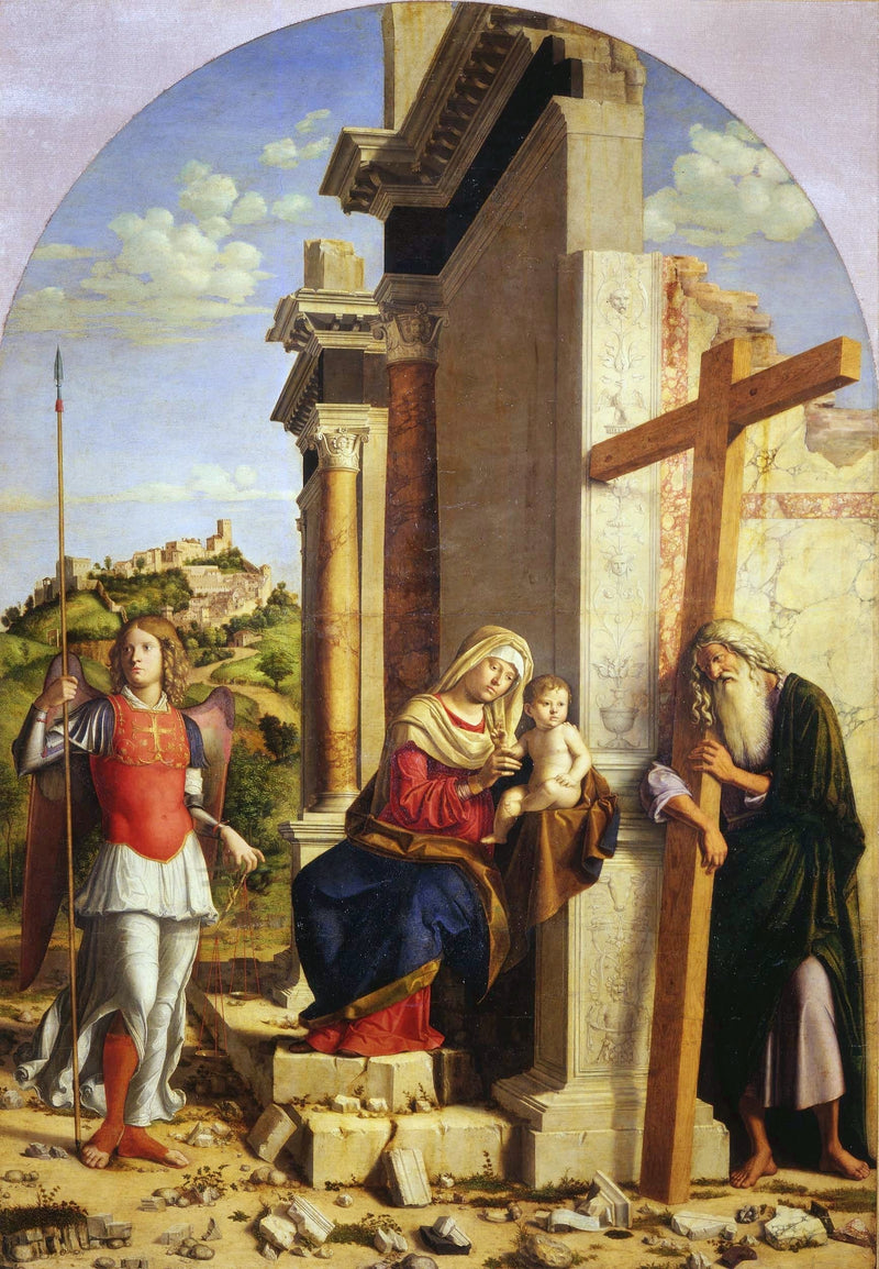 Maagd met Kind tussen aartsengel Sint-Michiel en apostel Sint-André - Cima da Conegliano