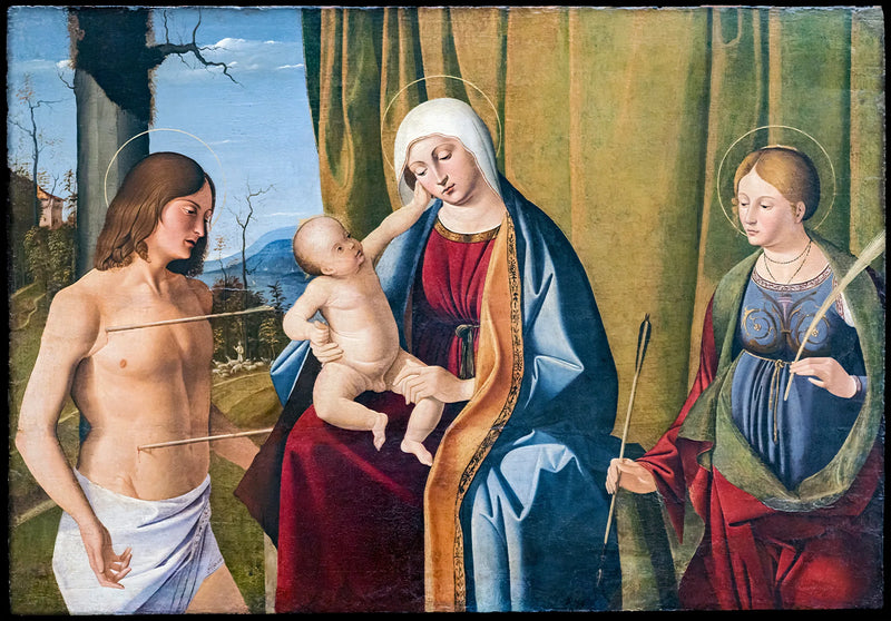 Maagd met Kind tussen Sint Sebastiaan en Sint Ursula - Marco Basaiti