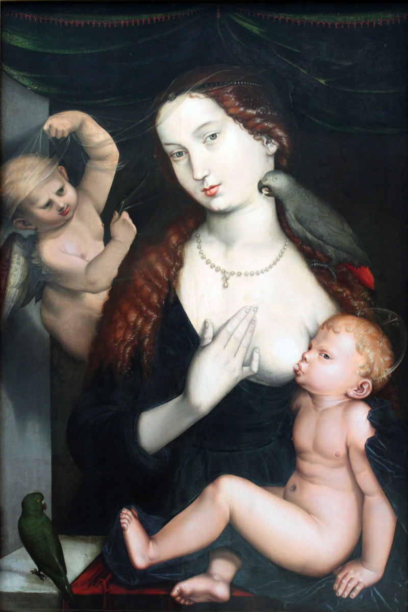 Maagd met Kind en papegaaien - Hans Baldung Grien