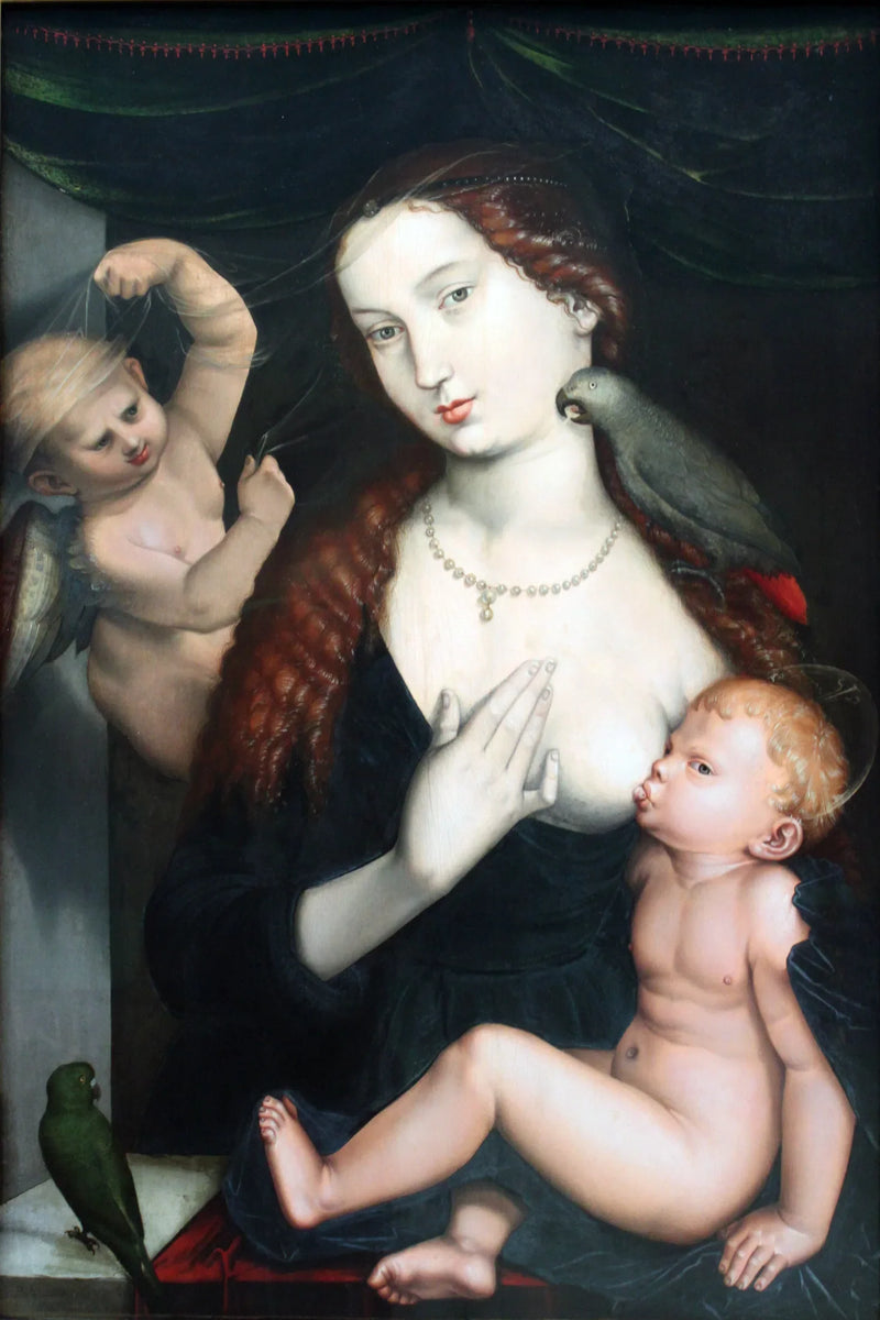 Maagd met Kind en papegaaien - Hans Baldung Grien