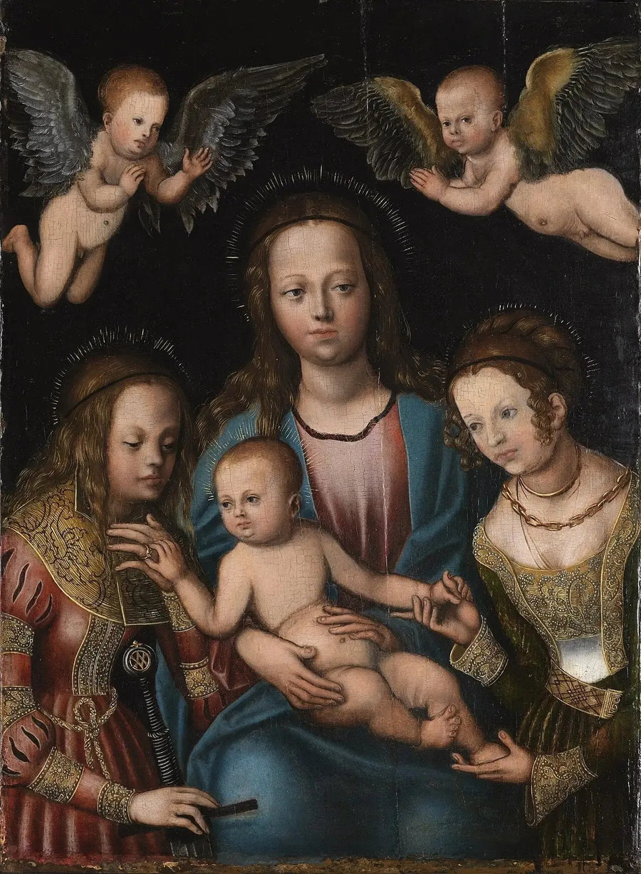 Maagd met Kind en heilige Catharina en heilige Barbara - Lucas Cranach de Oude