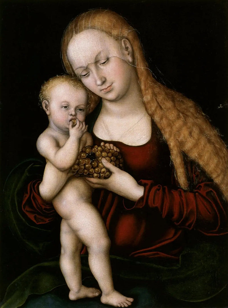 Maagd met Kind die druiven eet - Lucas Cranach de Oude