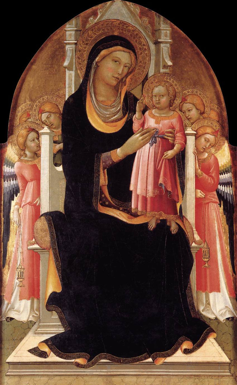 Maagd met Kind op de troon met zes engelen - Lorenzo Monaco