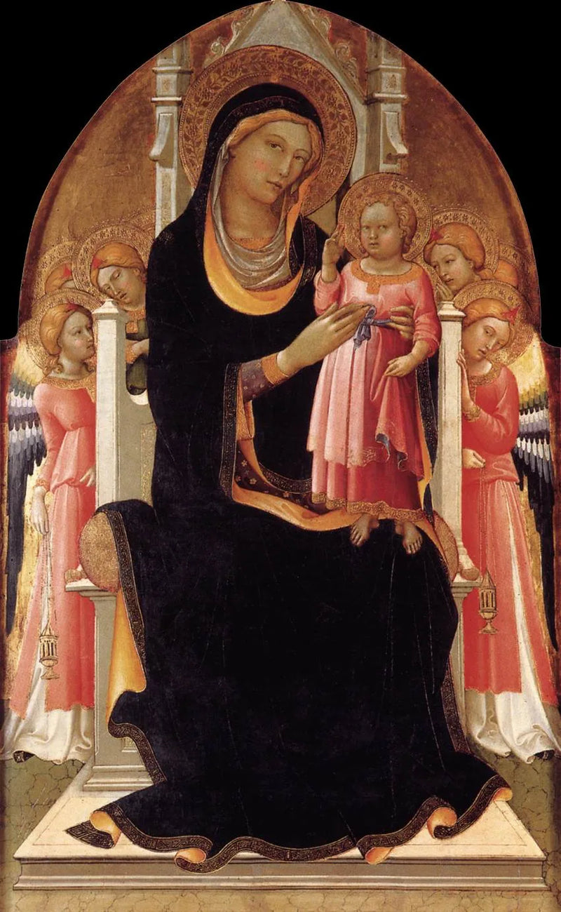 Maagd met Kind op de troon met zes engelen - Lorenzo Monaco