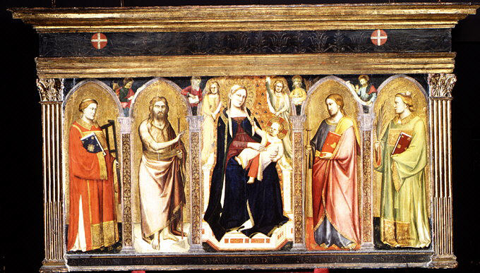 Maagd met Kind zittend met heiligen - Taddeo Gaddi