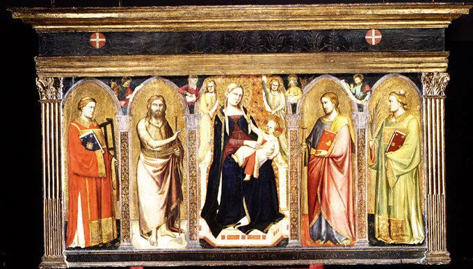Maagd met Kind zittend met heiligen - Taddeo Gaddi