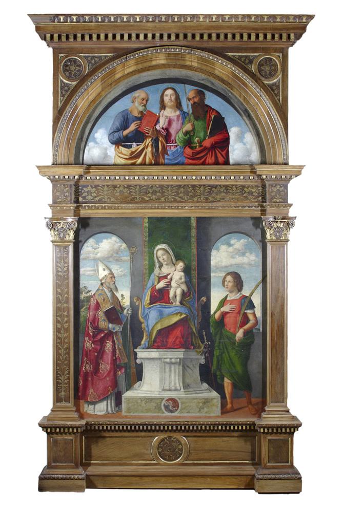 Maagd met Kind zittend met de heiligen Denys en Victor - Cima da Conegliano