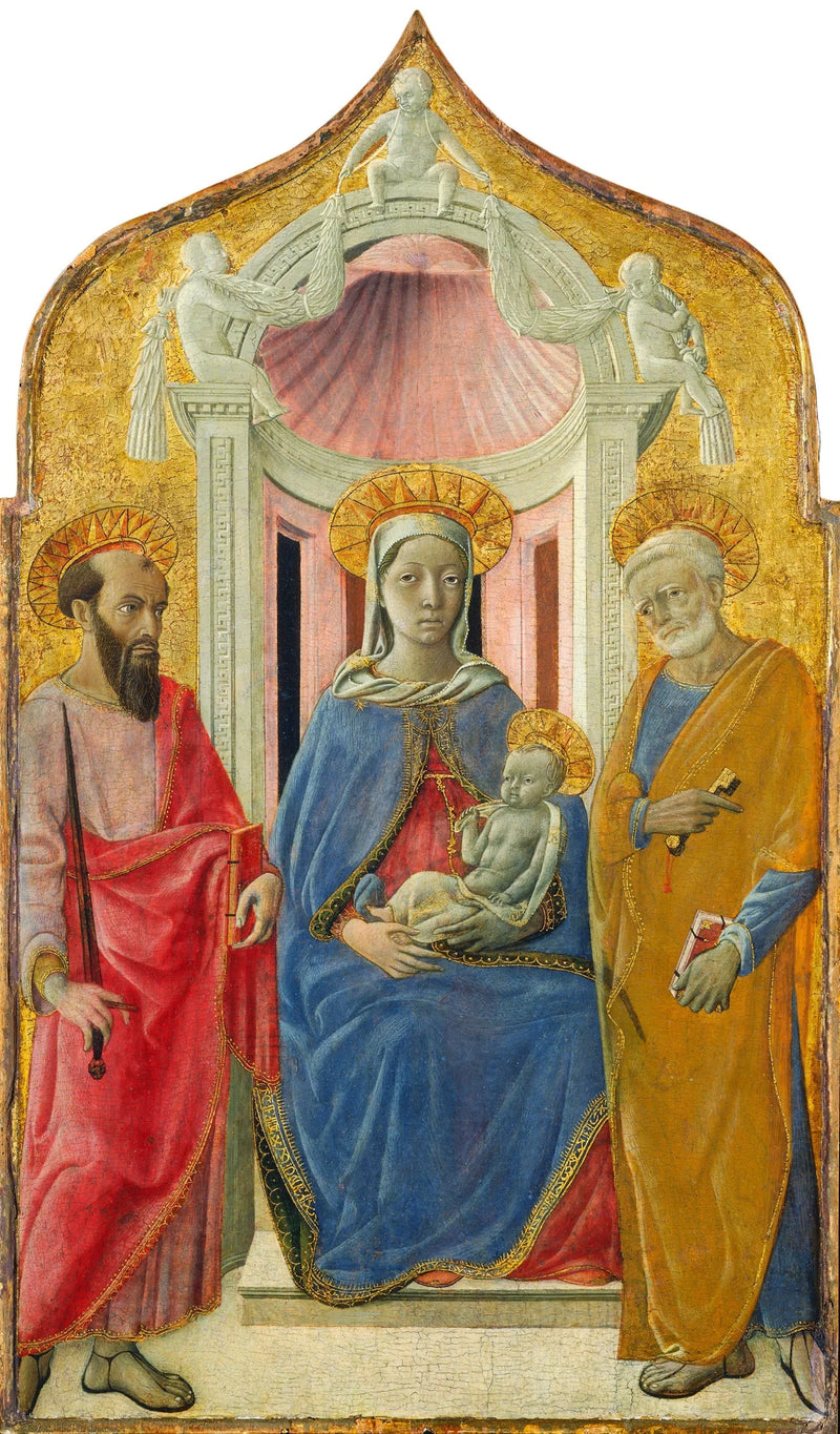 Maagd met Kind zittend met Sint-Pieter en Sint-Paul - Domenico di Bartolo