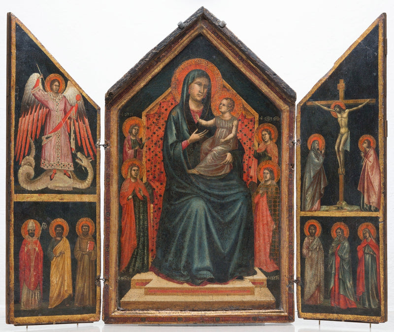 Maagd met Kind zittend met de heiligen Lucia, Margaretha, Maria Magdalena en Catharina van Alexandrië - Meester van Sint Cecilia