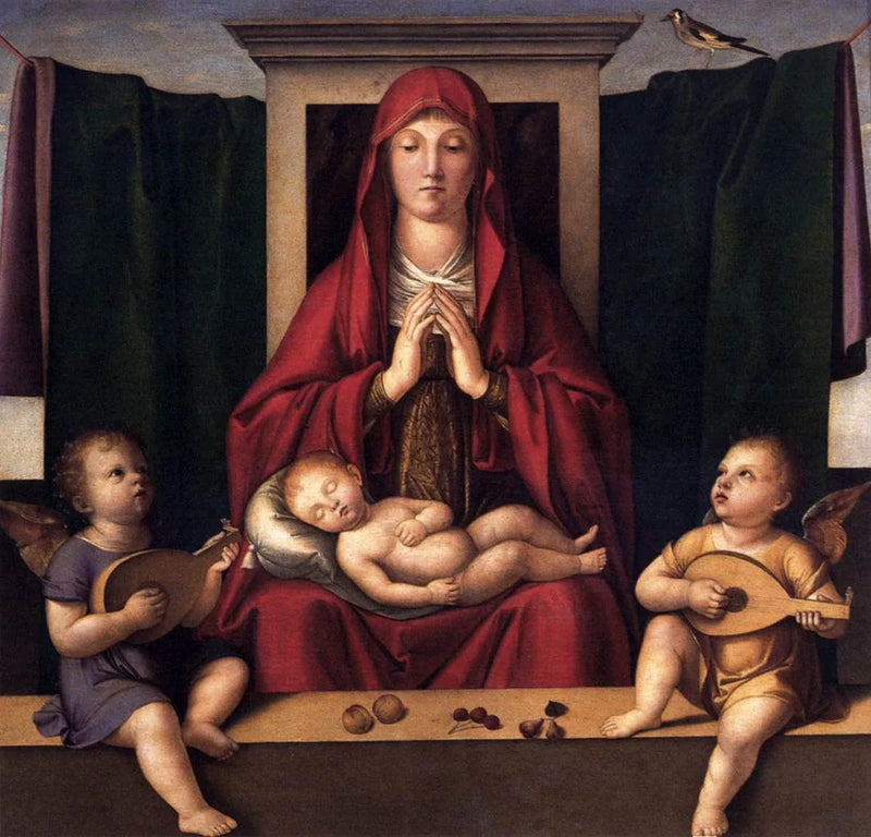 Maagd die de slapende baby aanbidt - Alvise Vivarini