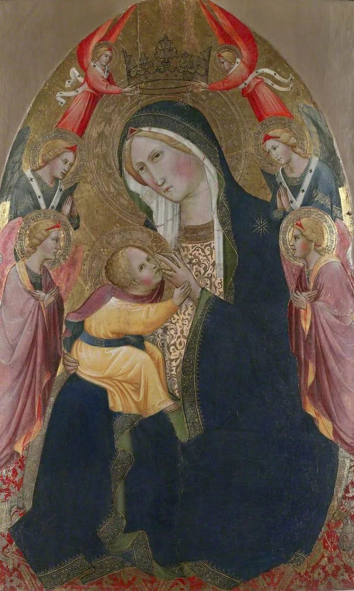Maagd van de Nederigheid met aanbiddende engelen - Agnolo Gaddi