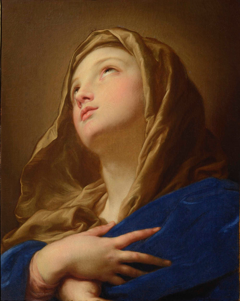 Maagd met buste, handen gekruist op de borst - Pompeo Batoni