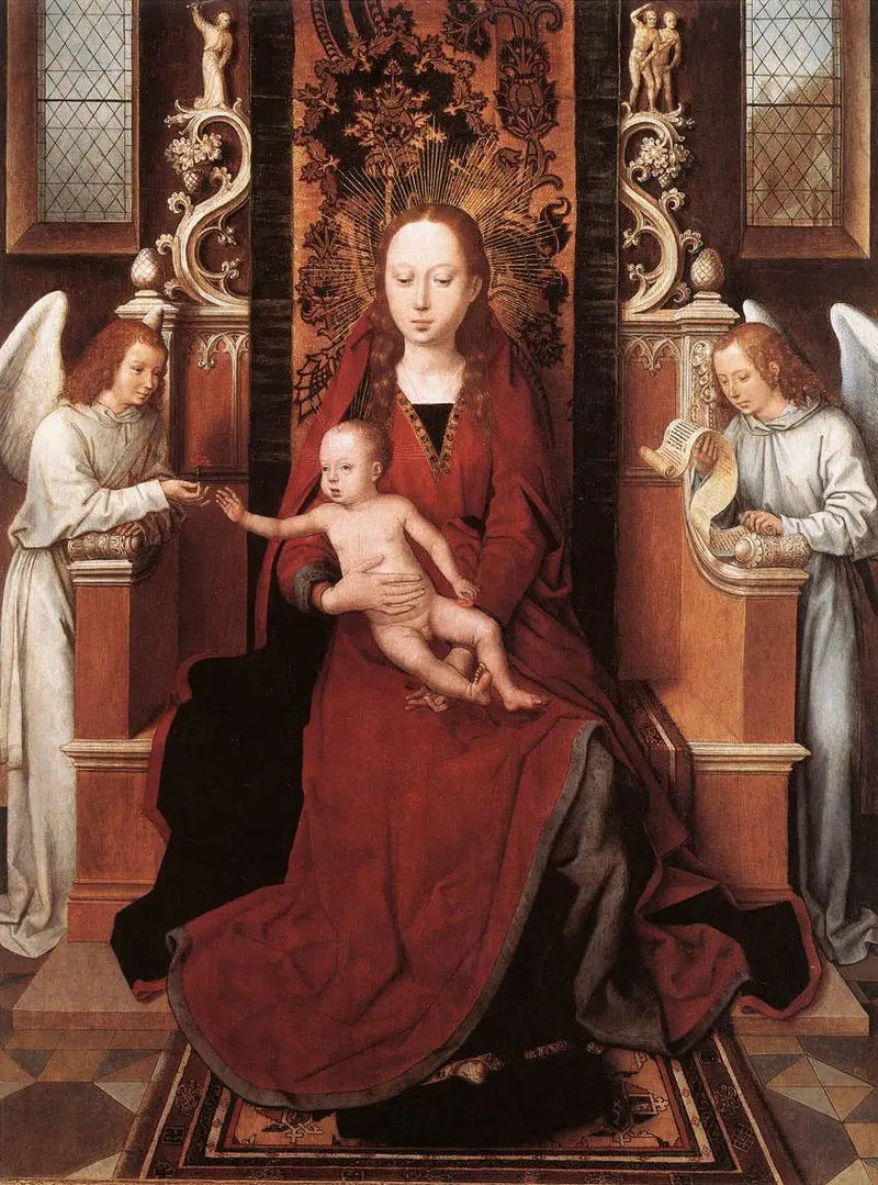 Maagd met Kind op Troon met twee engelen - Hans Memling