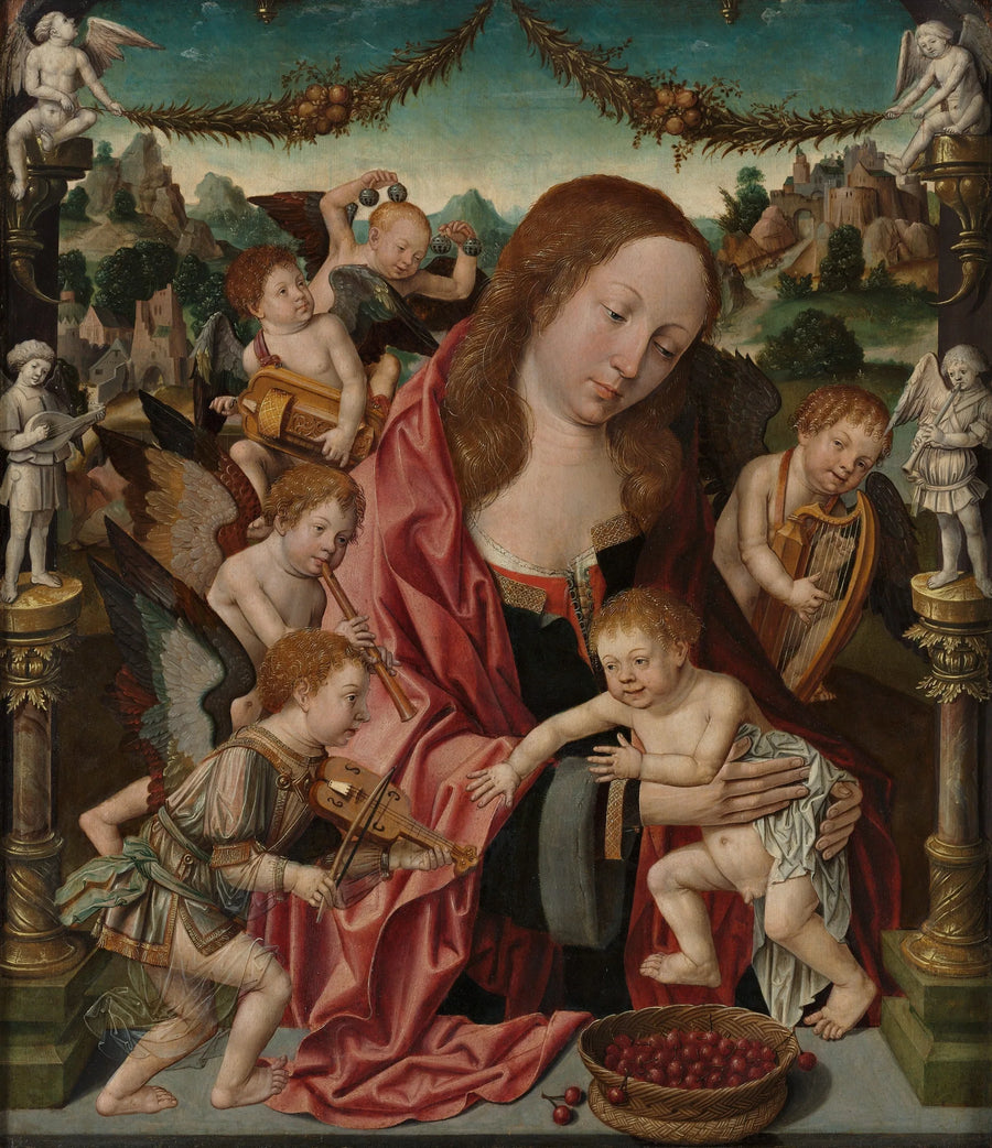Maagd en kind met muzikale engelen - Jacob Cornelisz van Oostsanen