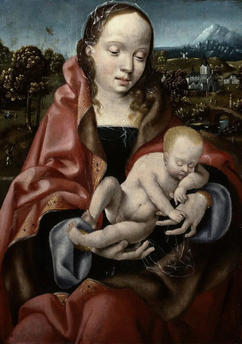 Maagd en Kind Jezus slapend - Joos van Cleve