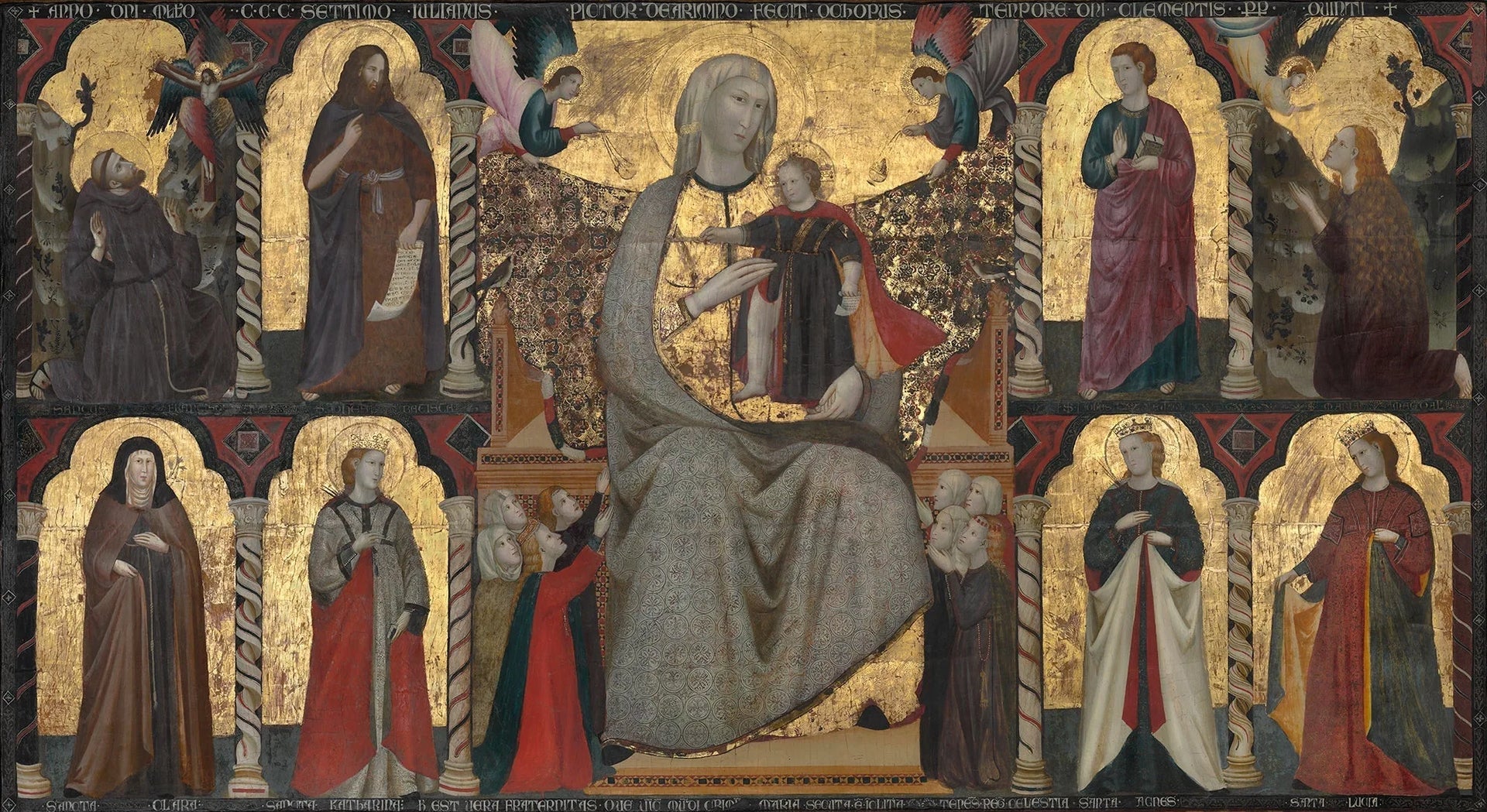 Vierge et Enfant trônant avec des saints - Giuliano da Rimini image 1 reproduction d’œuvre d’art à l’huile