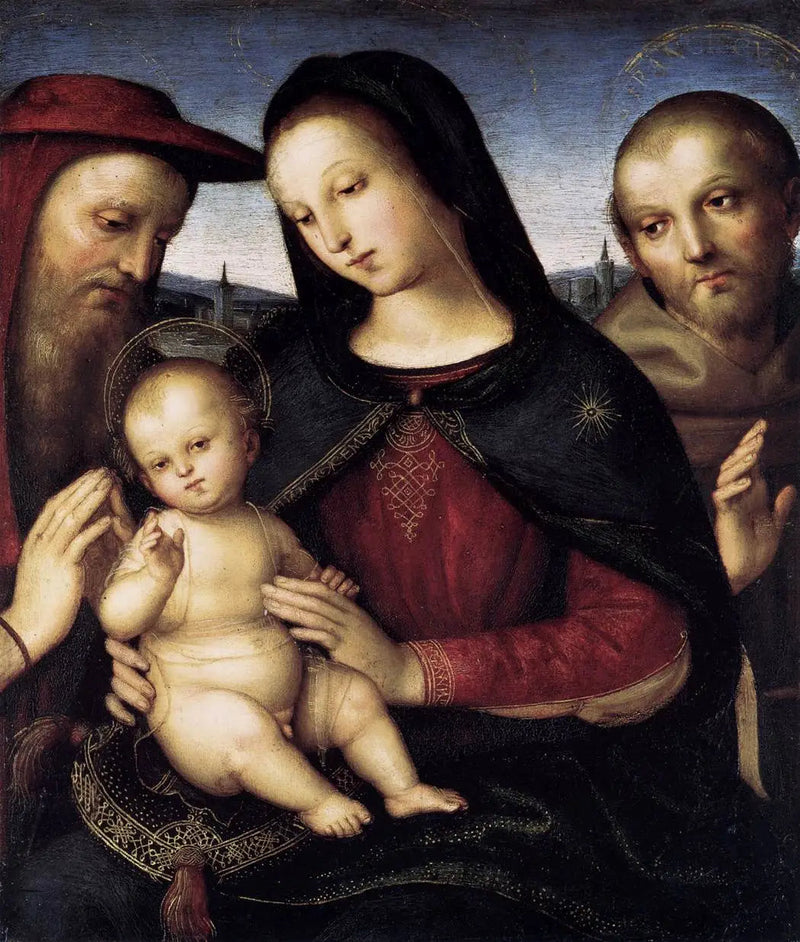 Maagd en Kind met heiligen Hiëronymus en Franciscus - Rafaël Sanzio