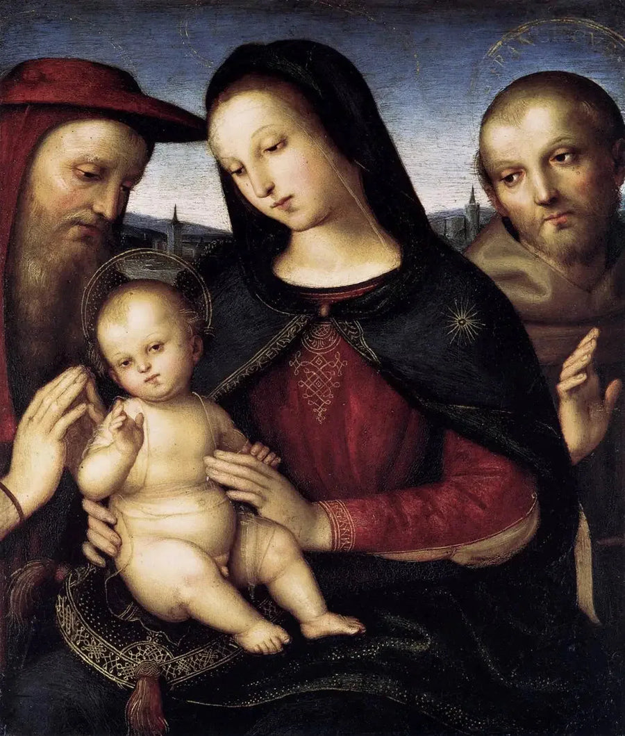 Maagd en Kind met heiligen Hiëronymus en Franciscus - Rafaël Sanzio