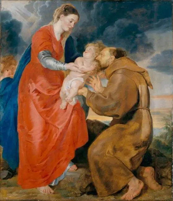 Maagd die het Kind Jezus voorstelt aan Sint Franciscus van Assisi - Peter Paul Rubens