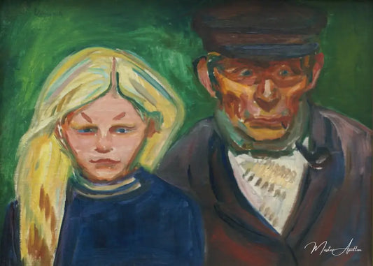 Vieux pêcheur avec sa fille - Edvard Munch - Reproductions de tableaux et peintures haut de gamme