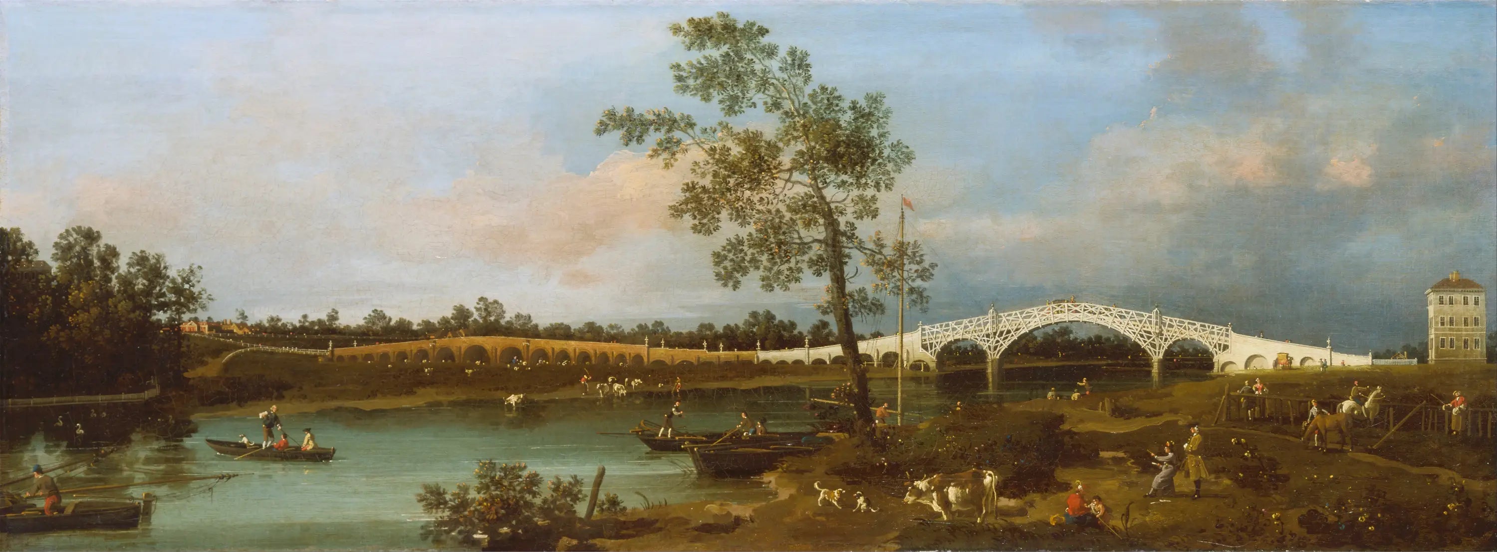 Vieux pont de Walton - Canaletto image 1 copie peinte à la main à l’huile