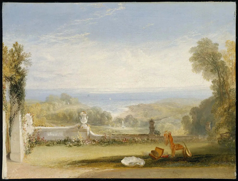 Uitzicht vanaf het terras van een villa in Niton, Isle of Wight, uit schetsen door een dame - J. M. W. Turner