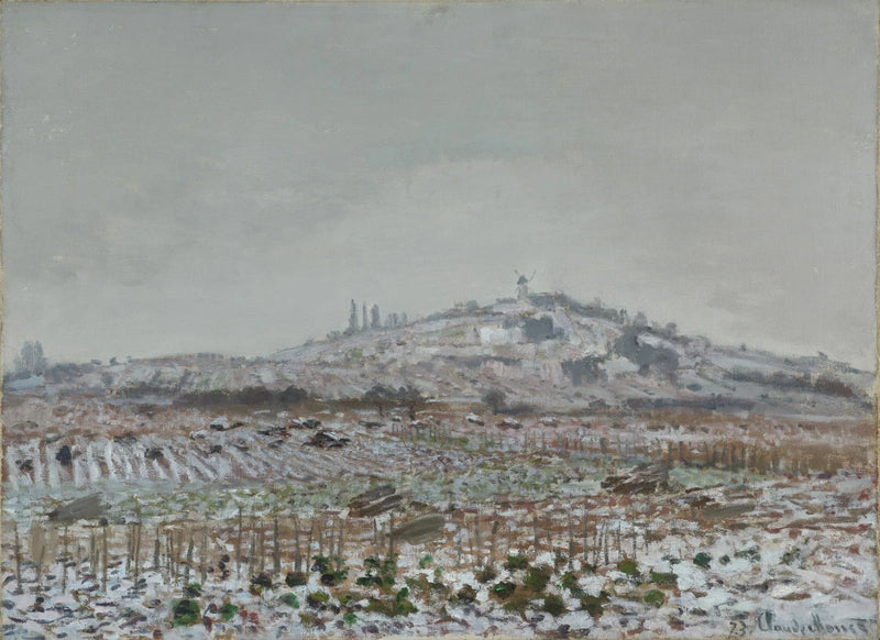 Wijnstokken onder de sneeuw, Orgemontmolen W254 - Claude Monet