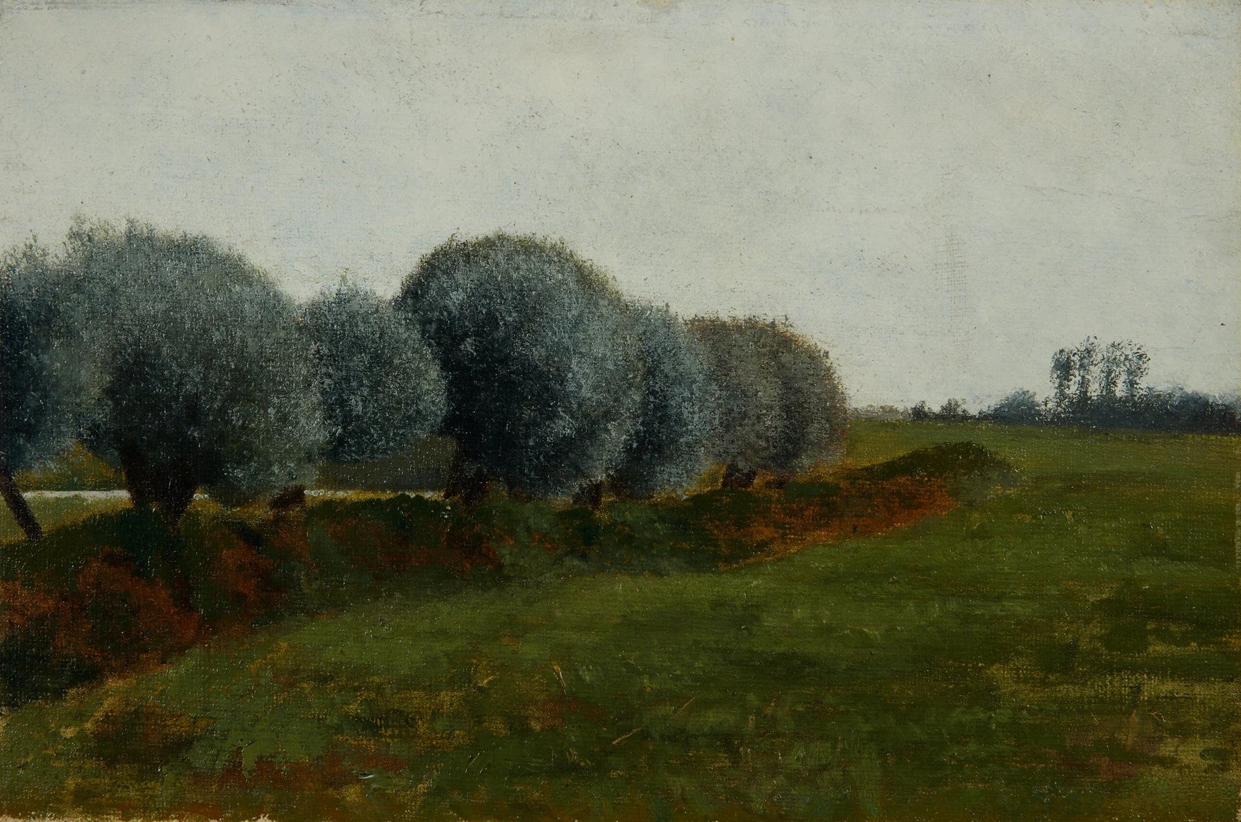 Paysage avec une rangée d’arbres, peinture de Vilhelm Hammershøi