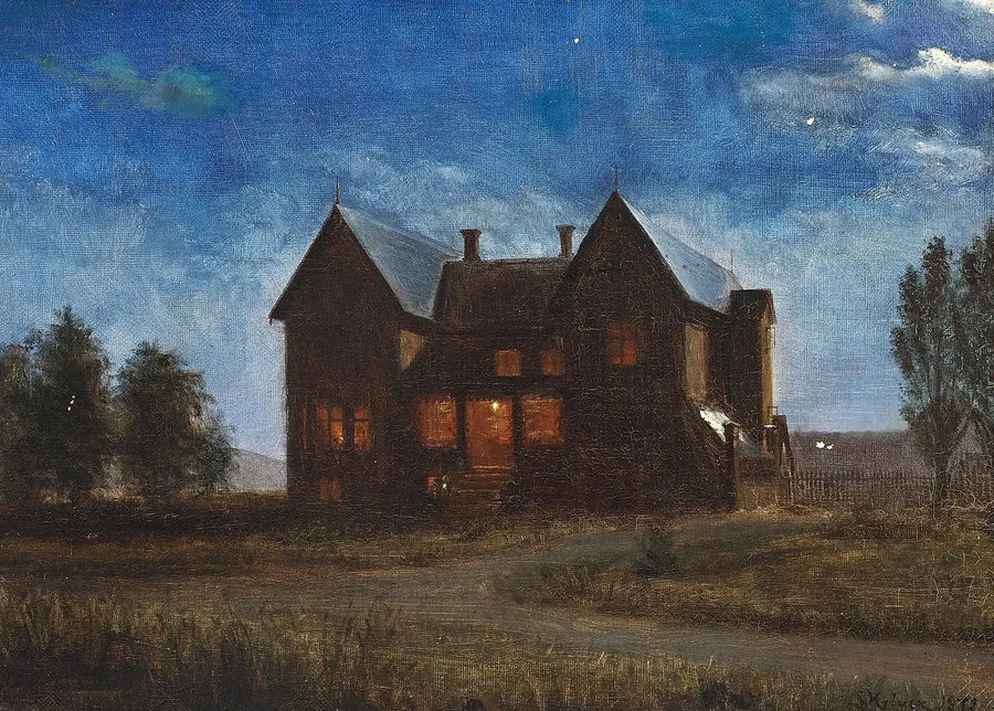 Villa door een nacht onder het maanlicht. - Peder Severin Krøyer