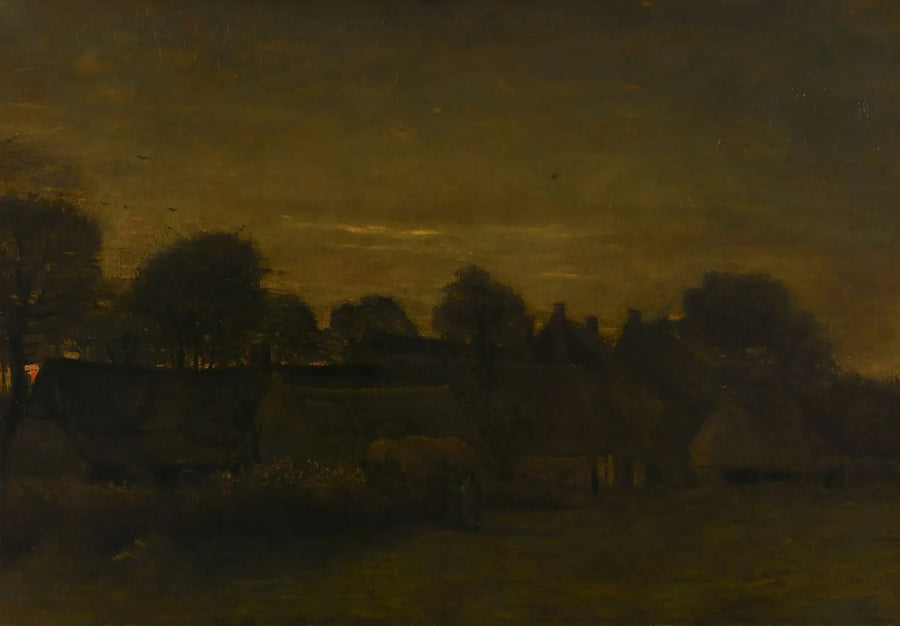 Landelijk dorp bij schemering - Vincent van Gogh