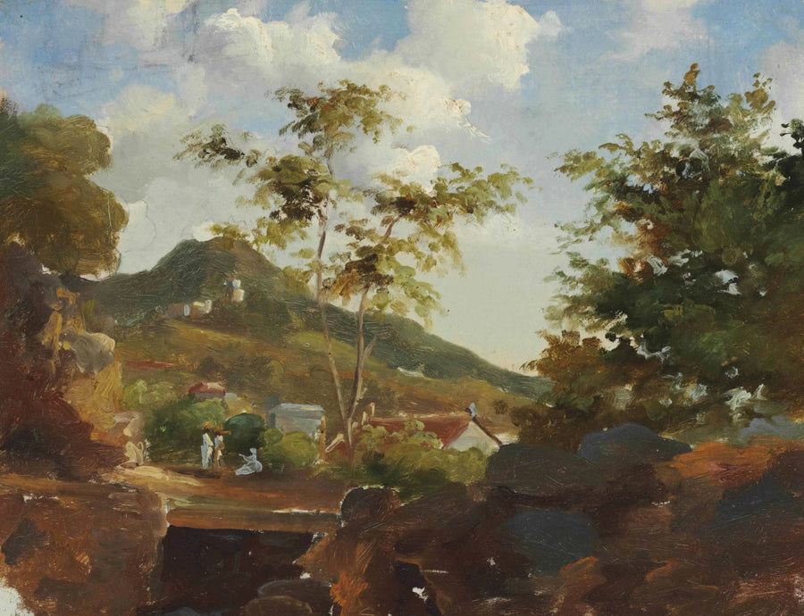 Dorp aan de voet van een heuvel - Camille Pissarro