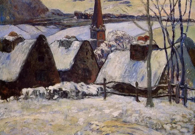 Bretons dorp onder de sneeuw - Paul Gauguin
