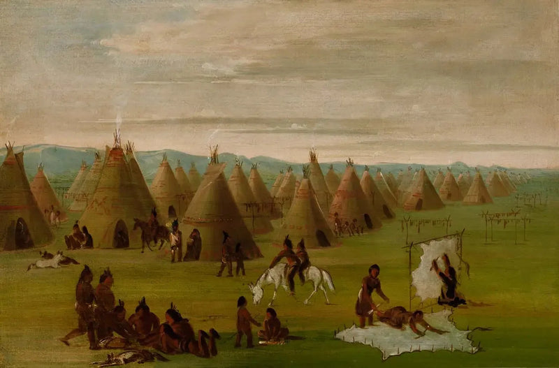 Comanche-dorp, vrouwen die hun jurken voorbereiden en het vlees drogen - George Catlin

Source:
Village comanche, femmes en train de préparer leurs robes et de sécher la viande - George Catlin