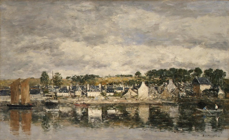 Dorp bij een rivier - Eugène Boudin