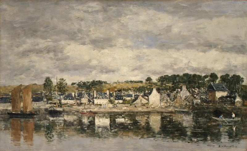 Dorp bij een rivier - Eugène Boudin