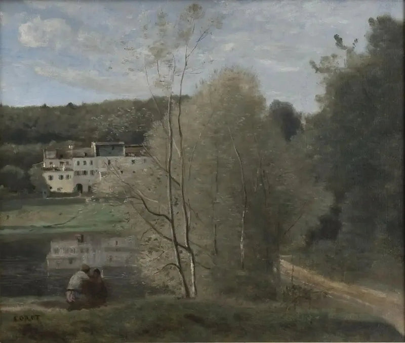Ville-d'Avray, de vijver en de huizen Cabassud - Jean-Baptiste Camille Corot