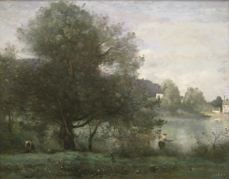 Ville-d'Avray. Een visser aan de rand van de vijver - Jean-Baptiste Camille Corot