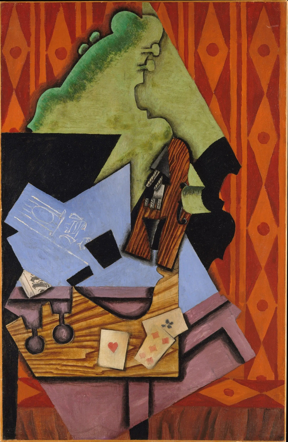 Violon et Cartes à jouer sur une table - Juan Gris image 1 copie de tableau peinte à la main