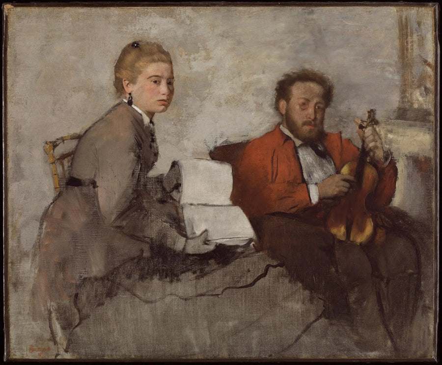 Violist en jonge vrouw met een muziekboek - Edgar Degas