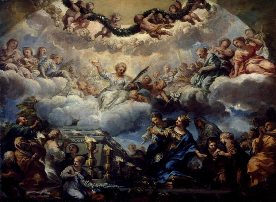Gezicht op Sint Constantia voor het graf van de heilige Agnes en Emerentiana - Pietro da Cortona