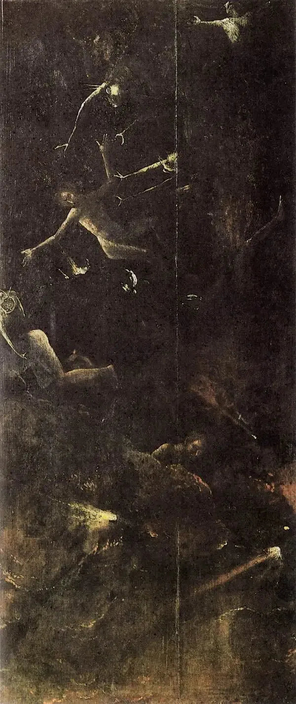Visioenen van het hiernamaals: de val van de verdoemden in de hel - Hieronymus Bosch
