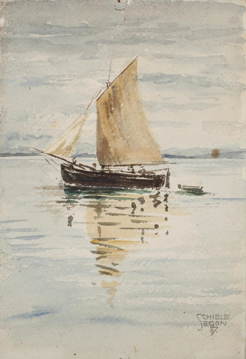 Zeilboot met reflecties - Egon Schiele