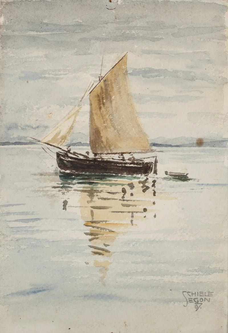 Zeilboot met reflecties - Egon Schiele