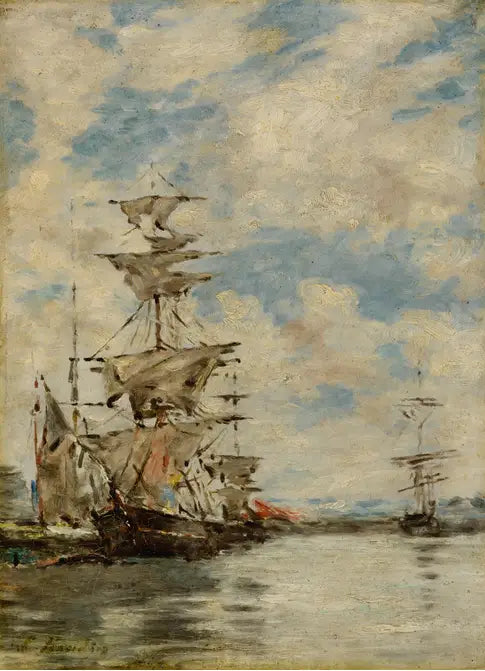 Zeilboten in de haven - Eugène Boudin