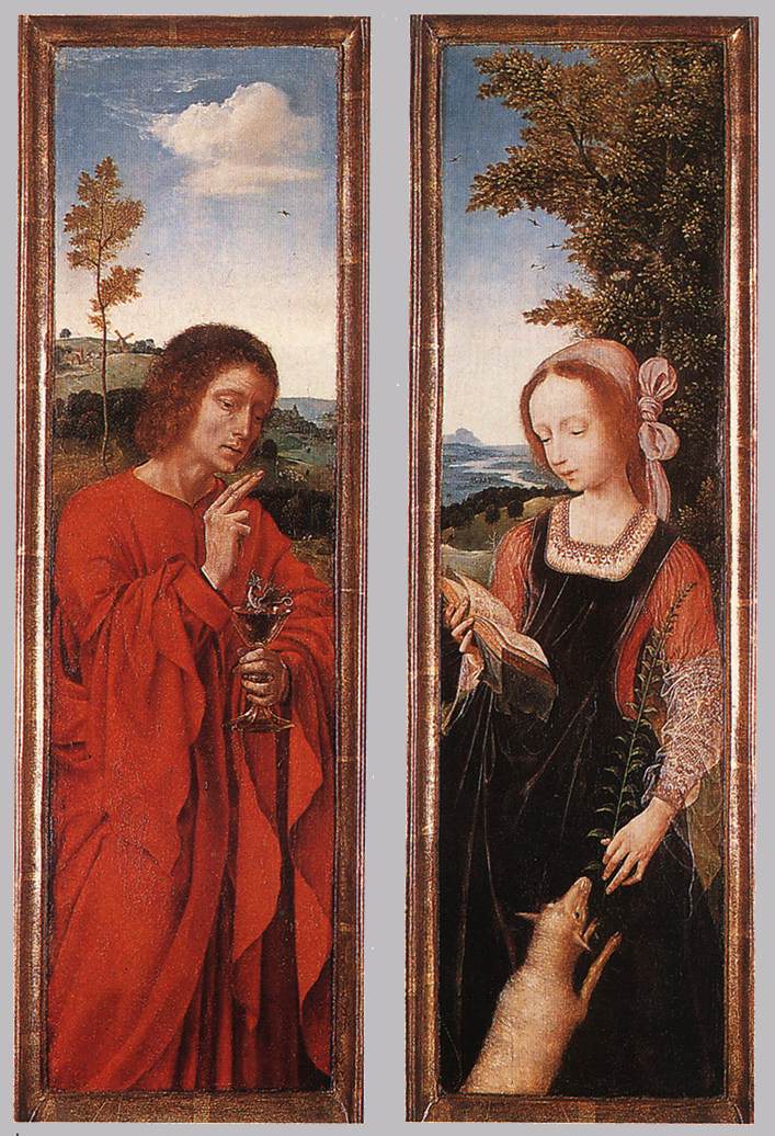 De luiken van een triptych. Sint Johannes Evangelist en Sint-Quentin Metsys