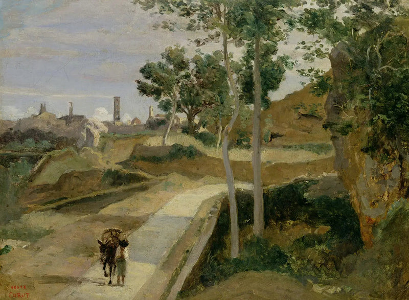 Volterra. Dalende route van de stad - Jean-Baptiste Camille Corot