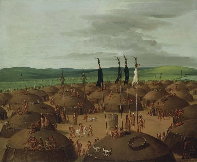 Luchtfoto van het dorp Mandan, 1800 mijl boven Saint-Louis - George Catlin

Source:
Vue aérienne du village de Mandan, à 1800 milles au-dessus de Saint-Louis - George Catlin